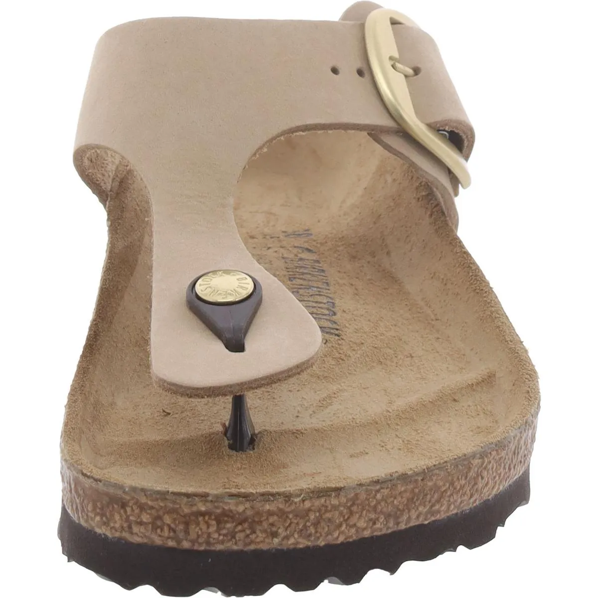 Mens Faux Leather Toe-Post Footbed Sandals