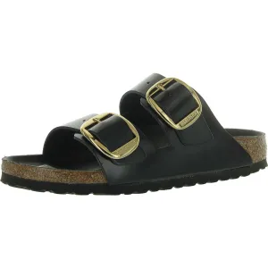 Mens Leather Open Toe Slide Sandals