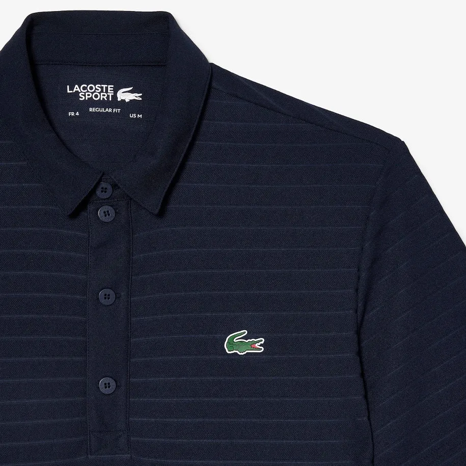 Men's Sport Textured Breathable Golf Polo Navy Blue