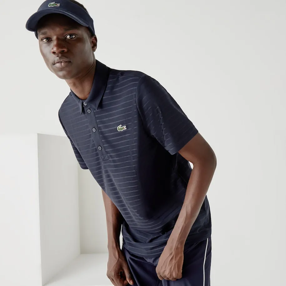 Men's Sport Textured Breathable Golf Polo Navy Blue