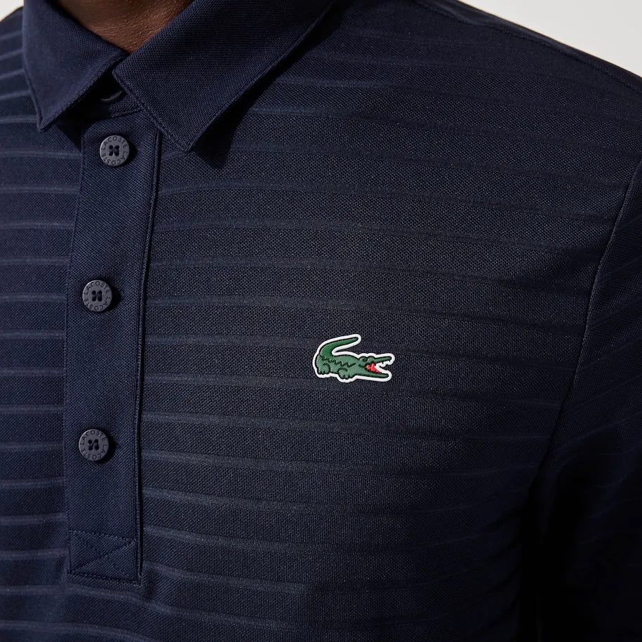 Men's Sport Textured Breathable Golf Polo Navy Blue