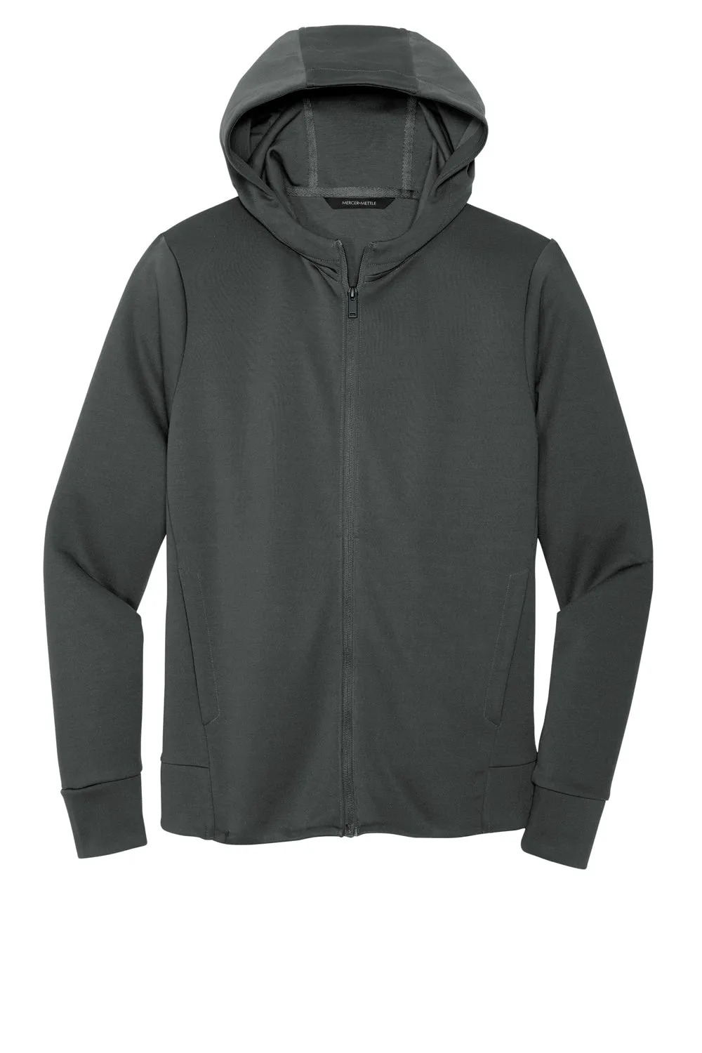 Mercer Mettle Mens Double Knit Full Zip Hooded Sweatshirt Hoodie w/ Pockets - Anchor Grey