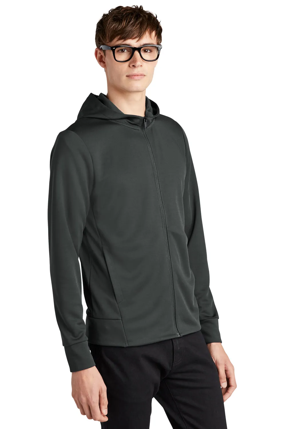 Mercer Mettle Mens Double Knit Full Zip Hooded Sweatshirt Hoodie w/ Pockets - Anchor Grey
