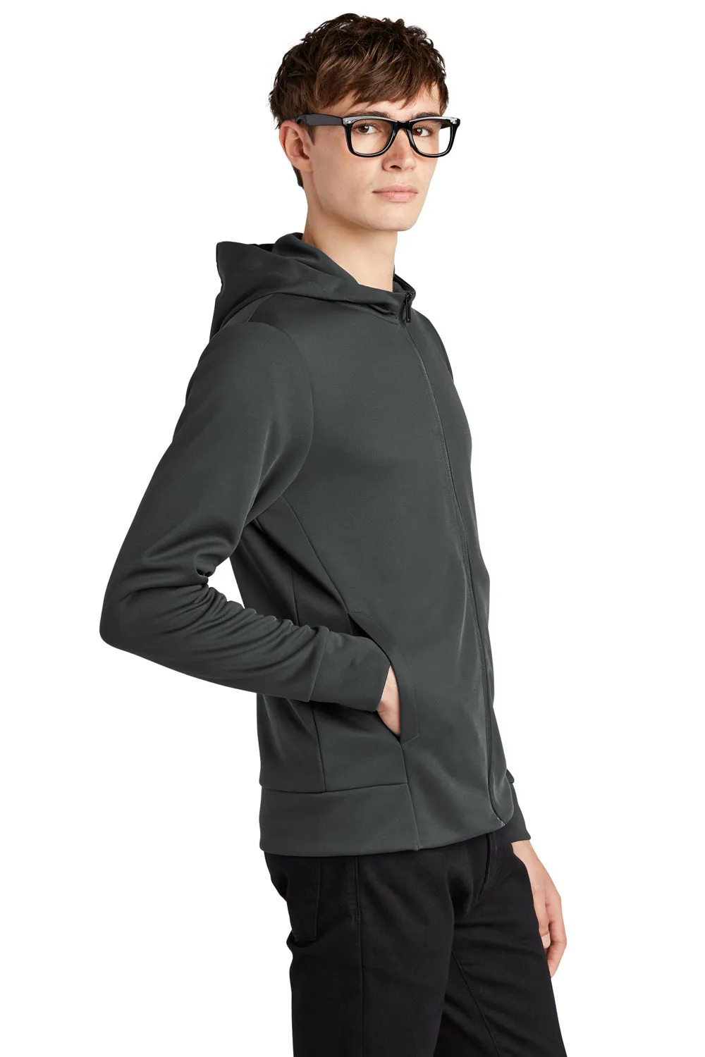 Mercer Mettle Mens Double Knit Full Zip Hooded Sweatshirt Hoodie w/ Pockets - Anchor Grey