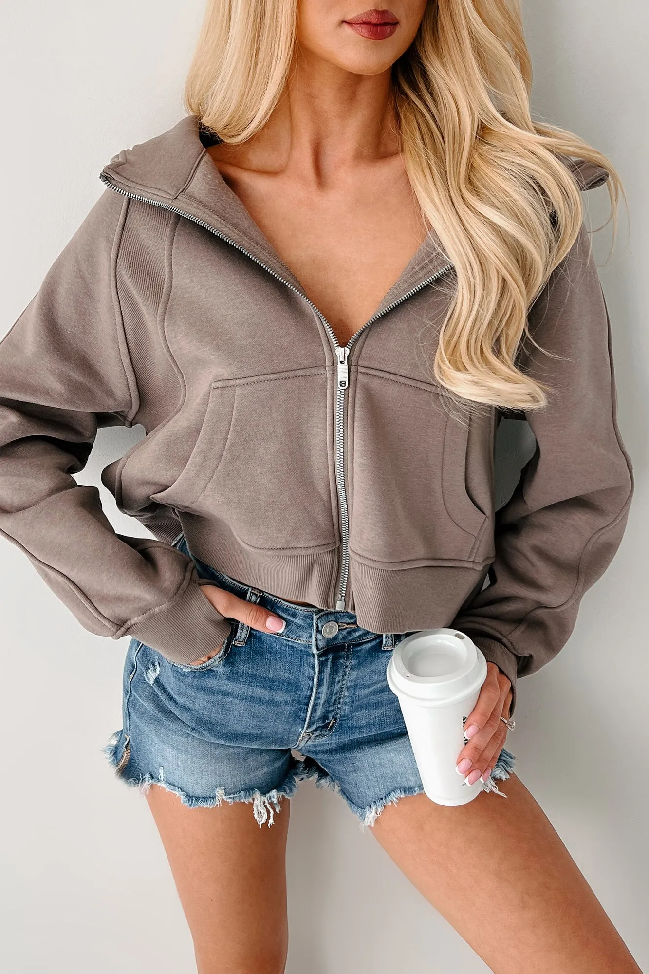 Miles Ahead Zip-Up Hoodie (Mocha)