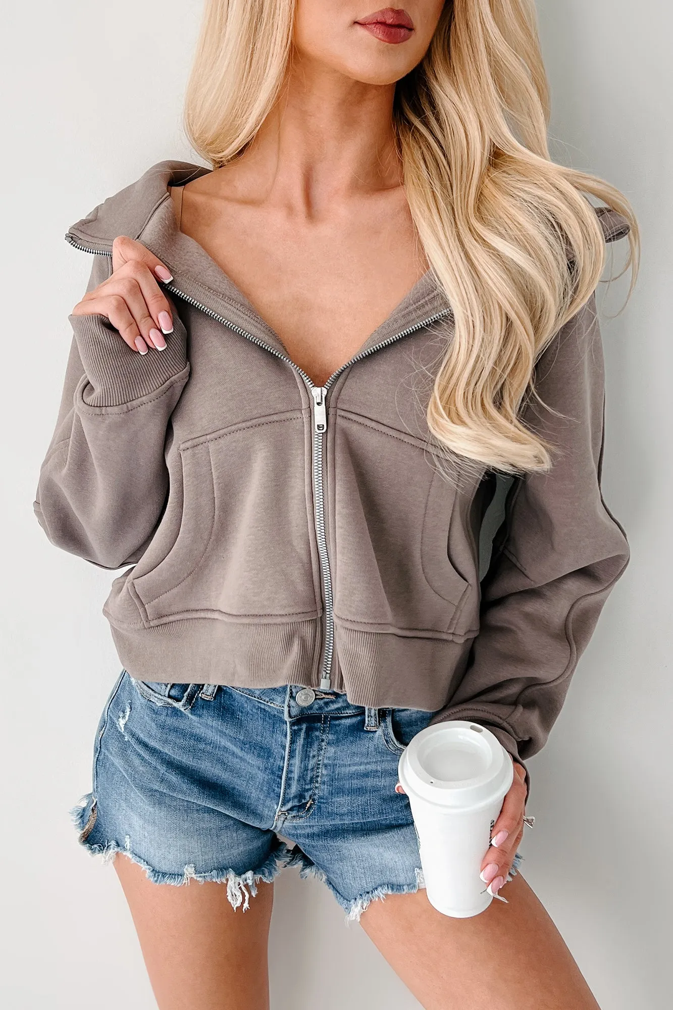 Miles Ahead Zip-Up Hoodie (Mocha)