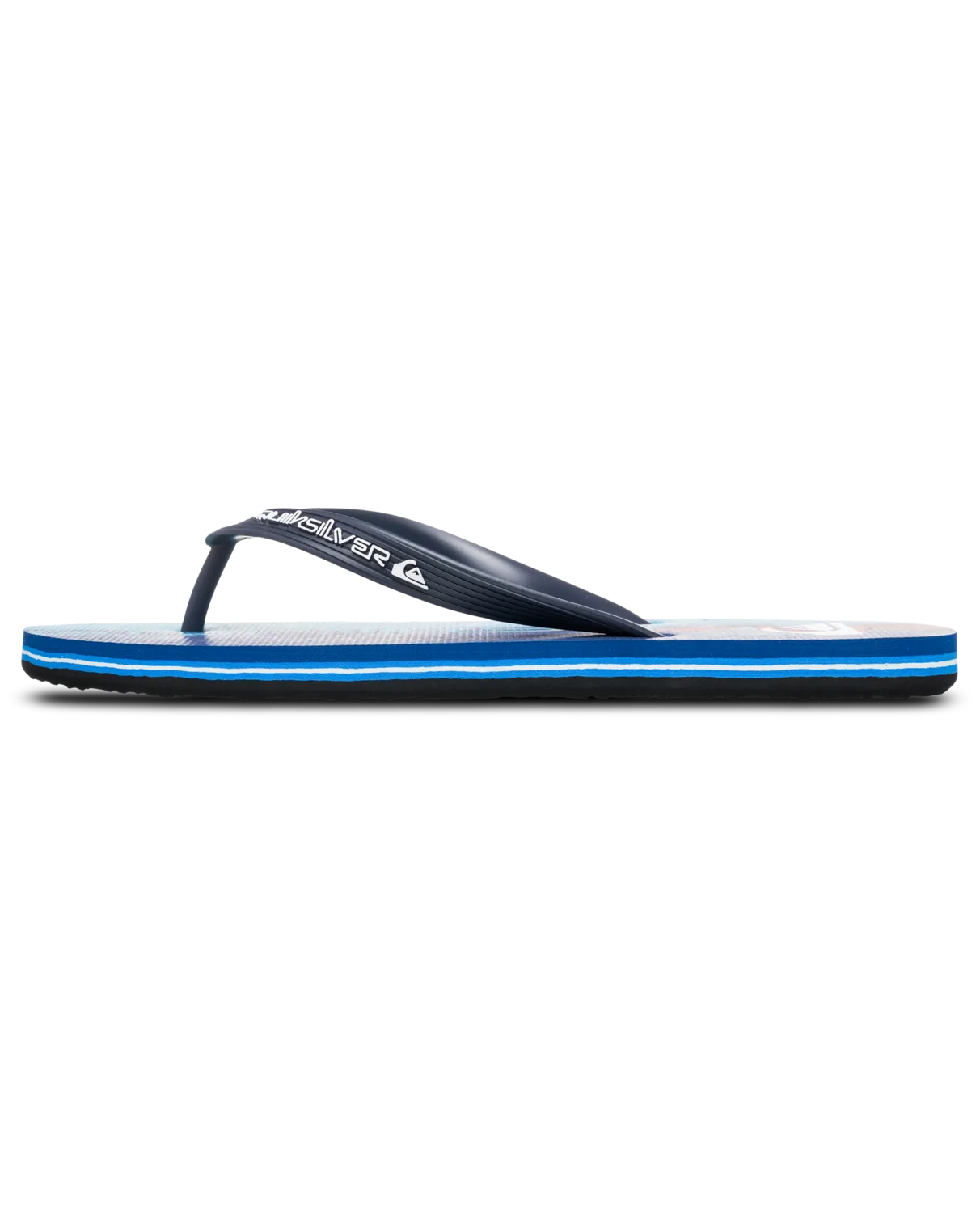 Molokai Art 25 Flip Flops in Nebulas Blue Wordblock