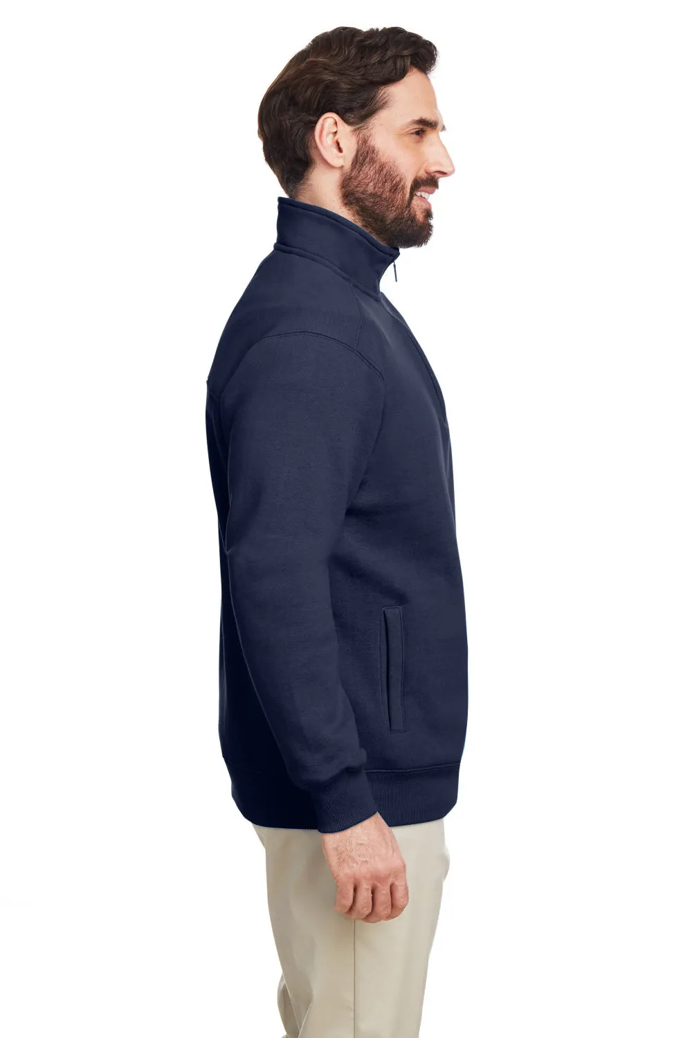Nautica Mens Anchor 1/4 Zip Sweatshirt w/ Pockets - Navy Blue