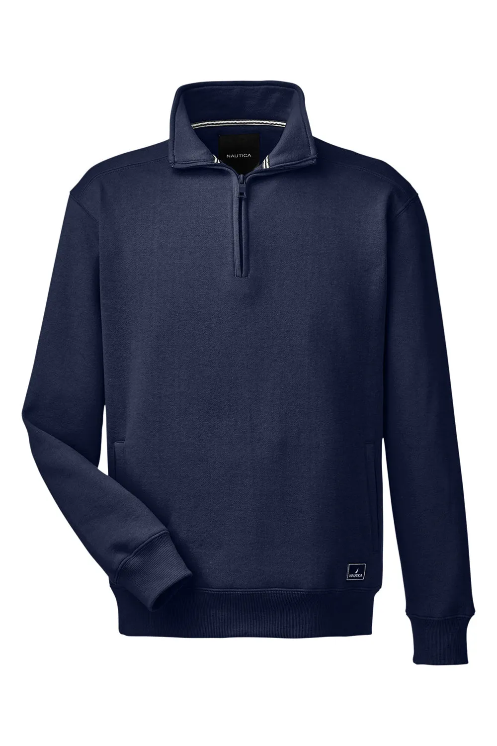 Nautica Mens Anchor 1/4 Zip Sweatshirt w/ Pockets - Navy Blue