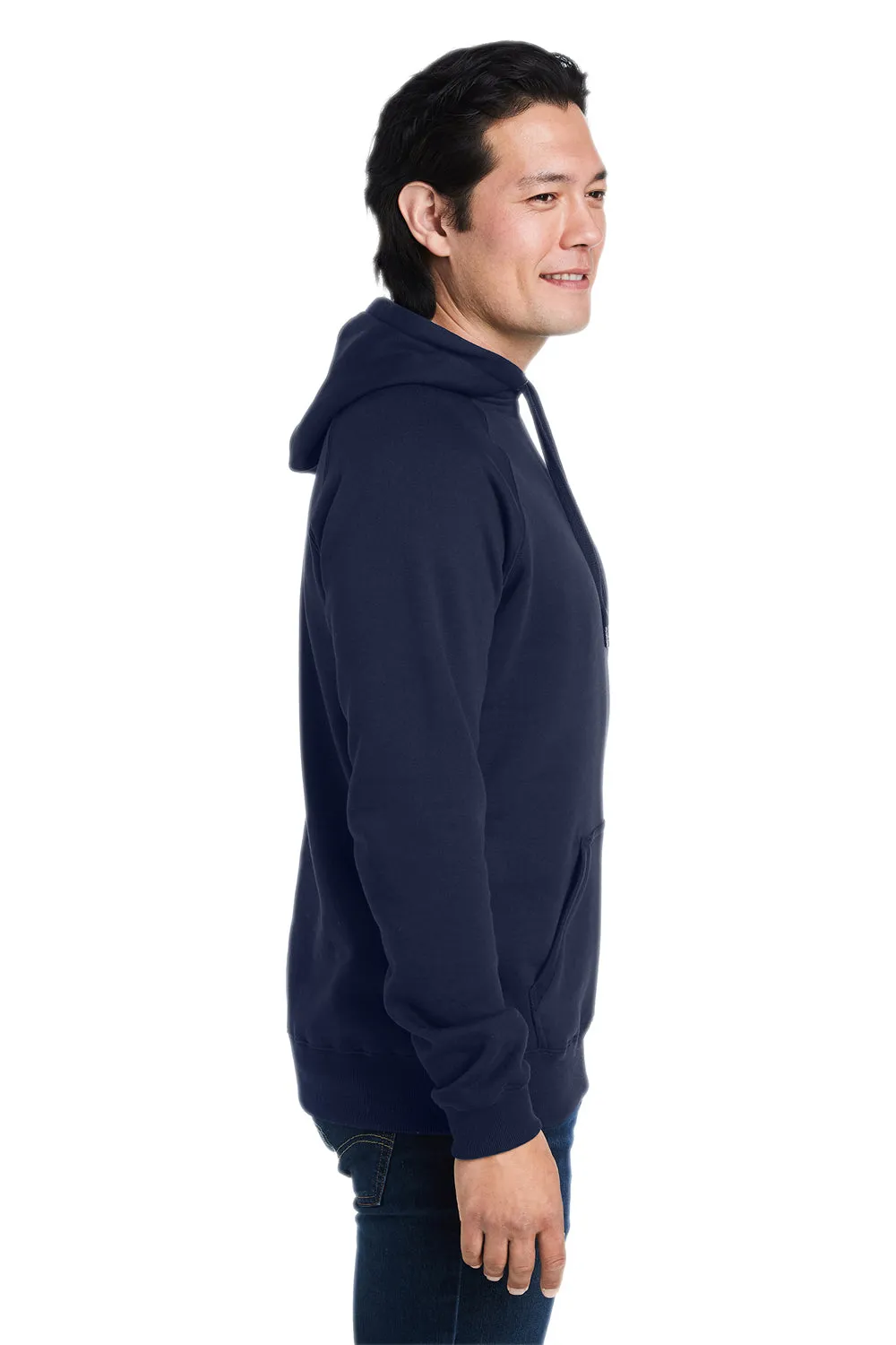 Nautica Mens Anchor Fleece Hooded Sweatshirt Hoodie w/ Pouch Pocket - Navy Blue