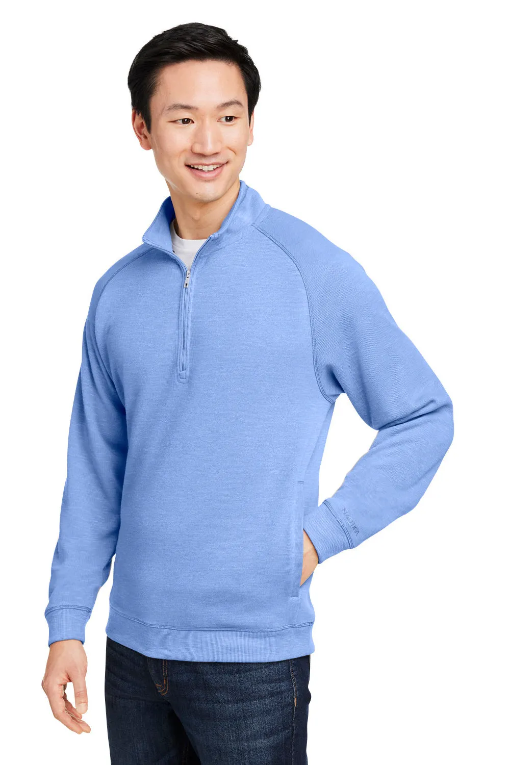 Nautica Mens Sun Surfer Supreme 1/4 Zip Sweatshirt w/ Pockets - Vintage Mavi Blue