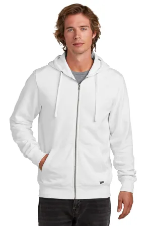New Era Mens Comeback Fleece Full Zip Hooded Sweatshirt Hoodie w/ Pockets - White