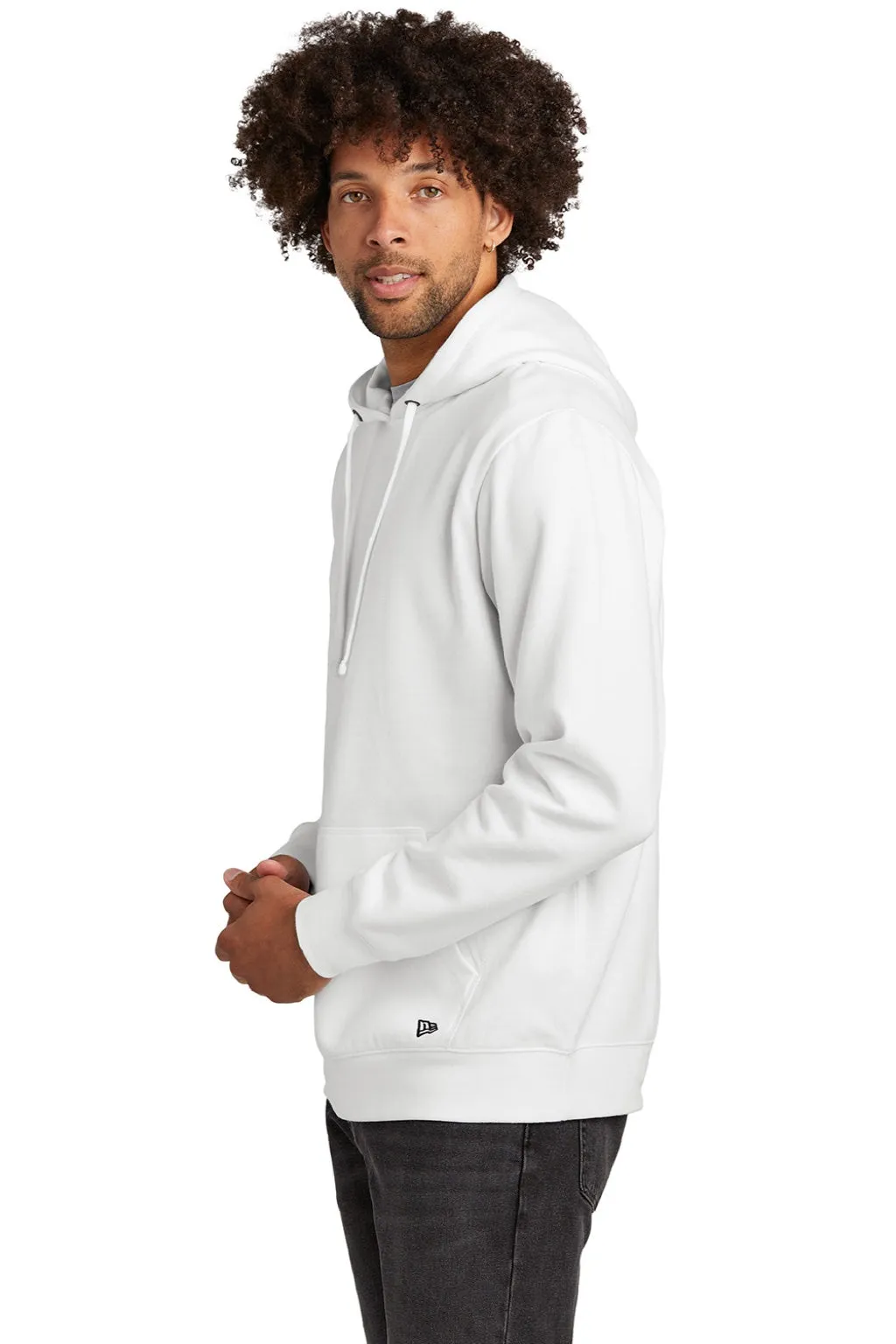 New Era Mens Comeback Fleece Hooded Sweatshirt Hoodie w/ Pouch Pocket - White