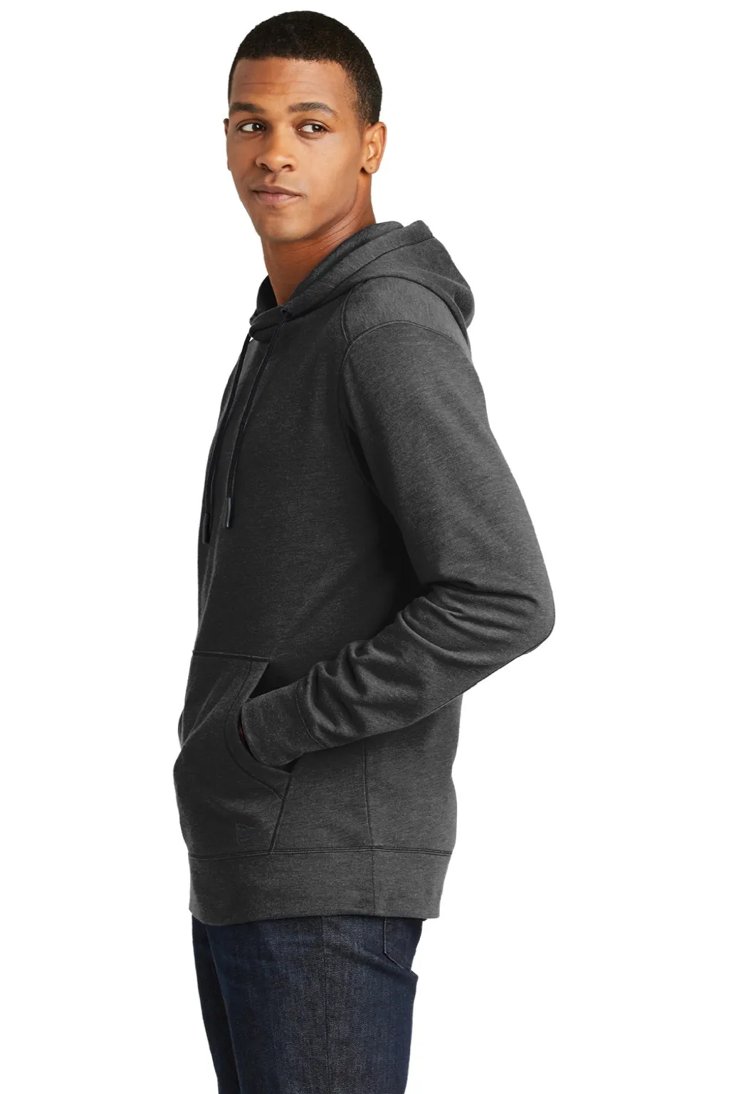 New Era Mens Fleece Hooded Sweatshirt Hoodie w/ Pouch Pocket - Heather Black