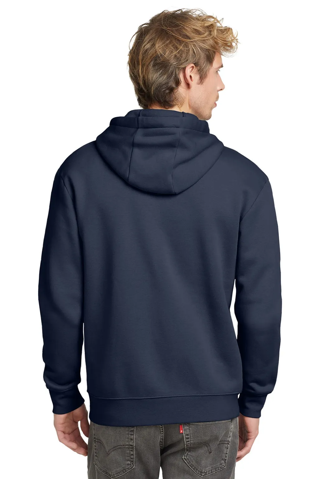 New Era Mens Heritage Fleece Full Zip Hooded Sweatshirt Hoodie w/ Pockets - True Navy Blue