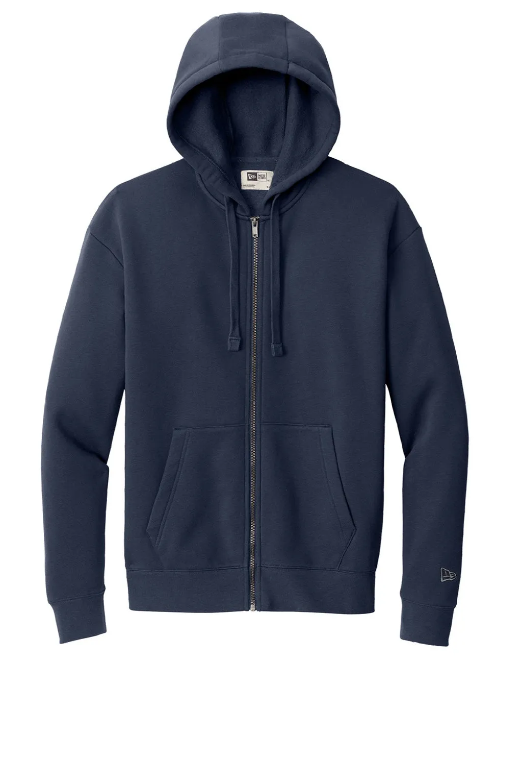 New Era Mens Heritage Fleece Full Zip Hooded Sweatshirt Hoodie w/ Pockets - True Navy Blue
