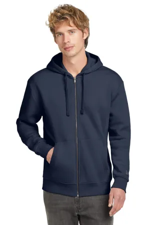 New Era Mens Heritage Fleece Full Zip Hooded Sweatshirt Hoodie w/ Pockets - True Navy Blue