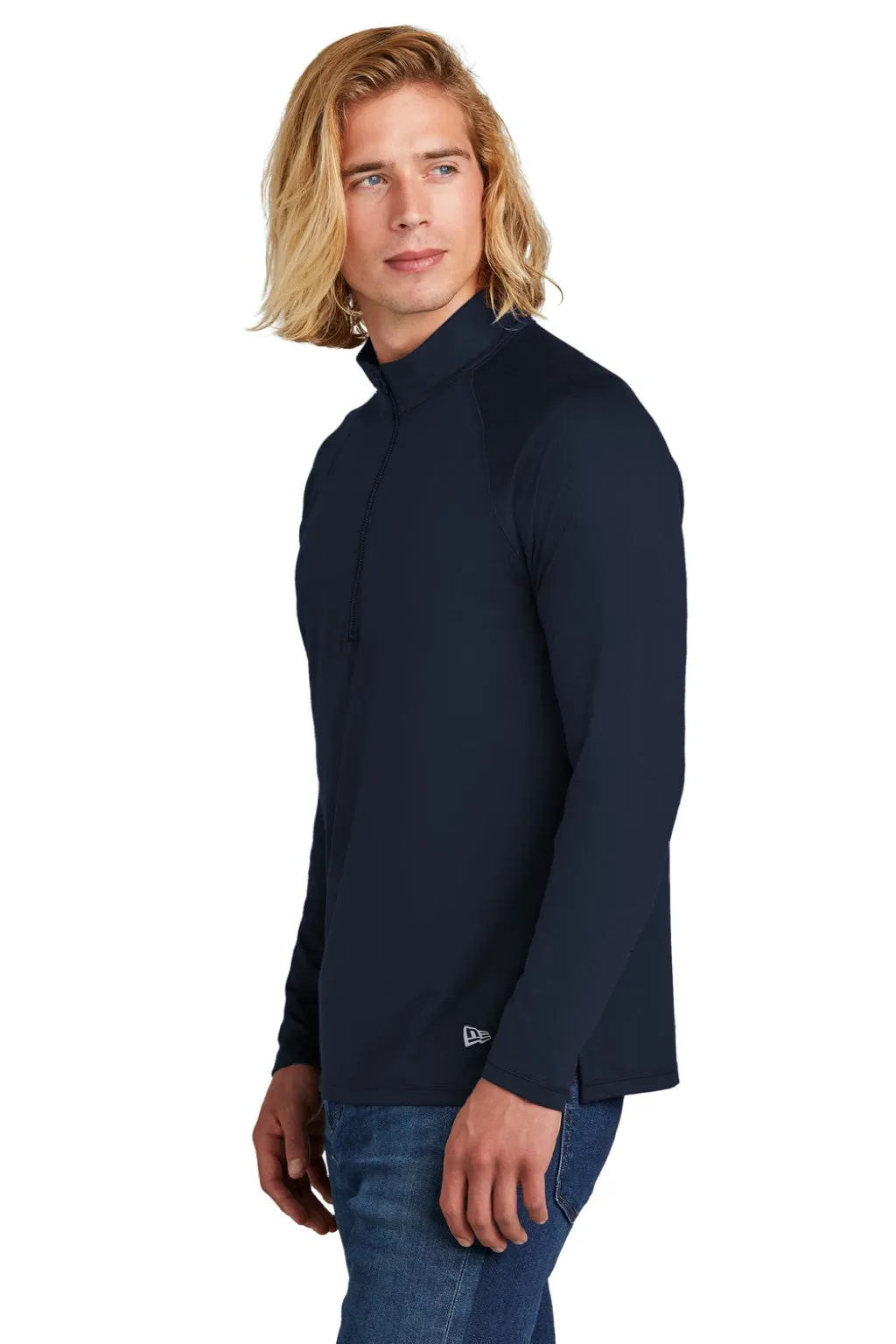 New Era Mens Power Moisture Wicking 1/4 Zip Sweatshirt - True Navy Blue