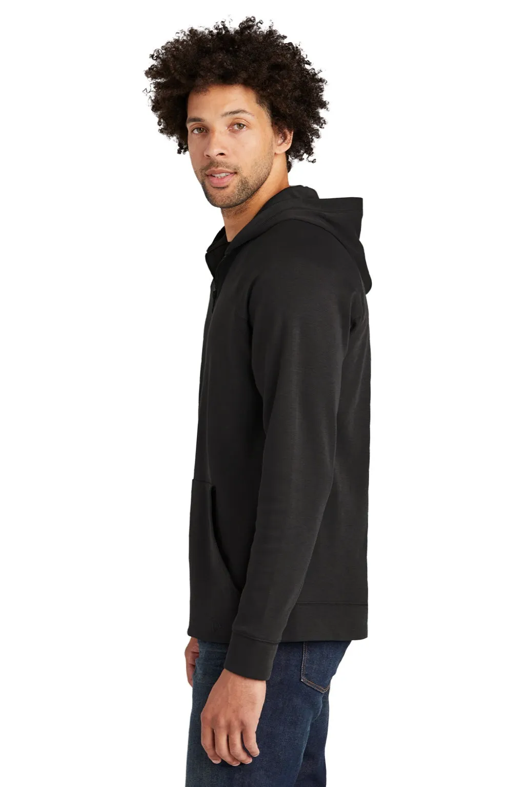 New Era Mens STS 1/4 Zip Hooded Sweatshirt Hoodie w/ Pouch Pocket - Black