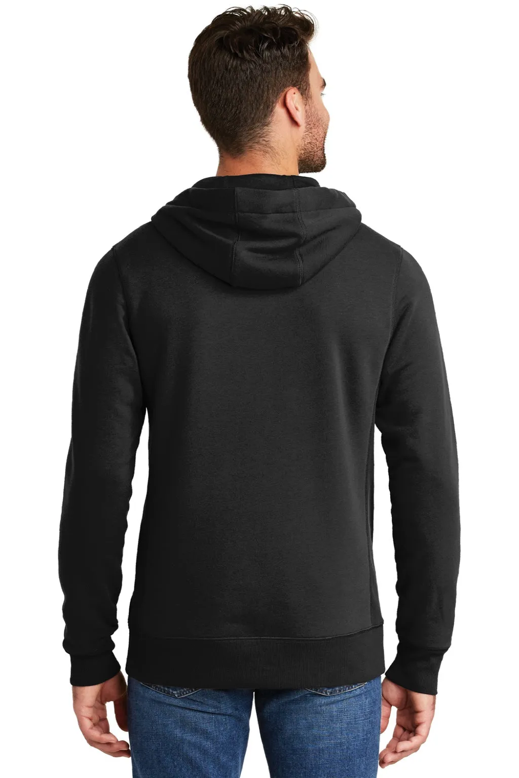 New Era Mens Sueded French Terry Hooded Sweatshirt Hoodie w/ Pouch Pocket - Black