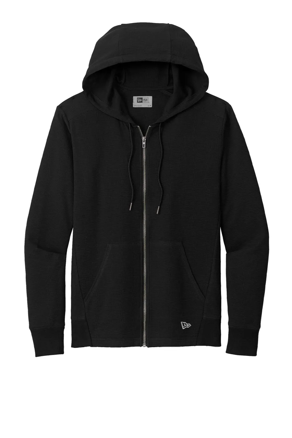 New Era Mens Thermal Full Zip Hooded Sweatshirt Hoodie w/ Pockets - Black