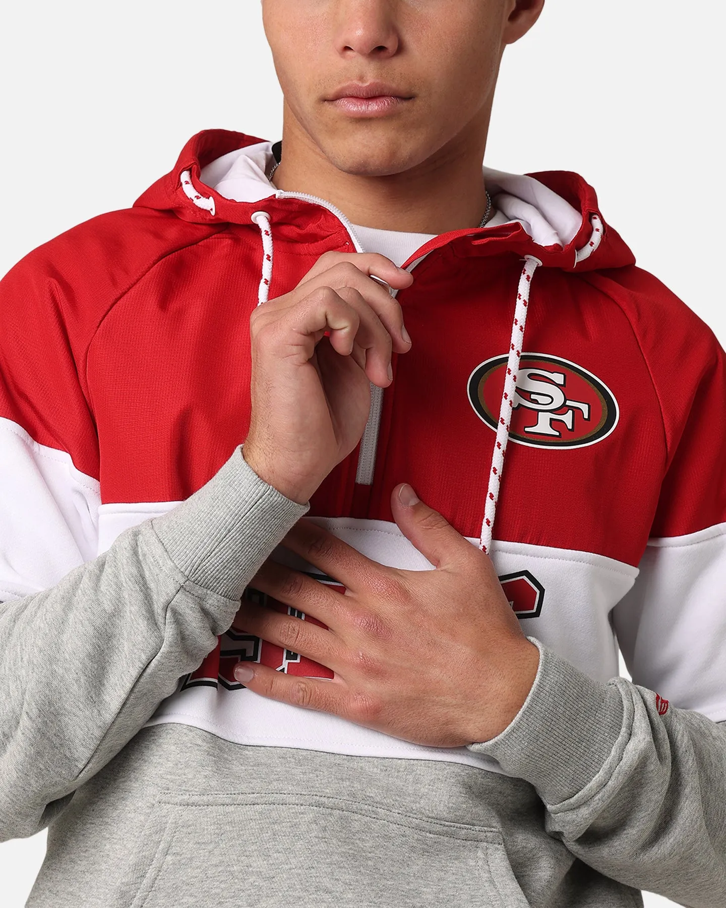 New Era San Francisco 49ers Quarter Zip Hoodie Red