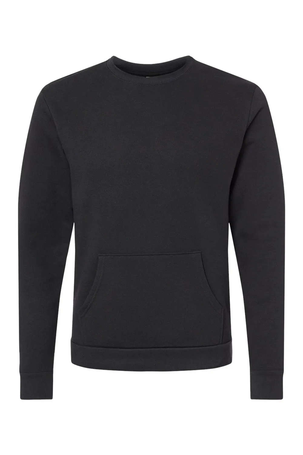 Next Level Mens Fleece Crewneck Sweatshirt w/ Pouch Pocket - Black
