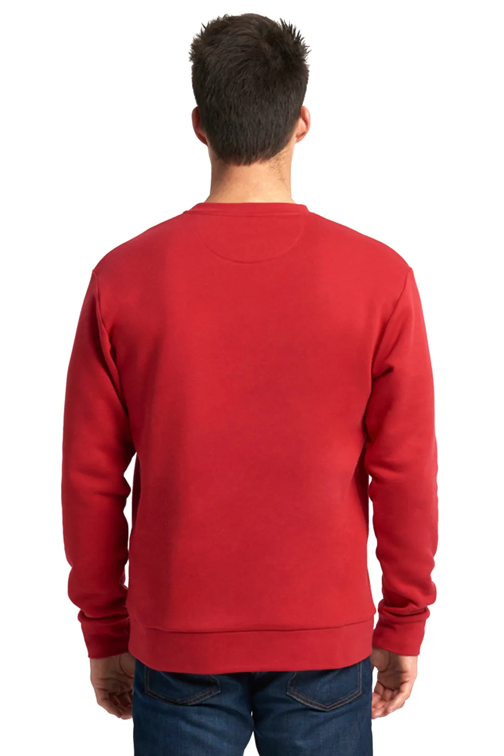Next Level Mens Fleece Crewneck Sweatshirt w/ Pouch Pocket - Red