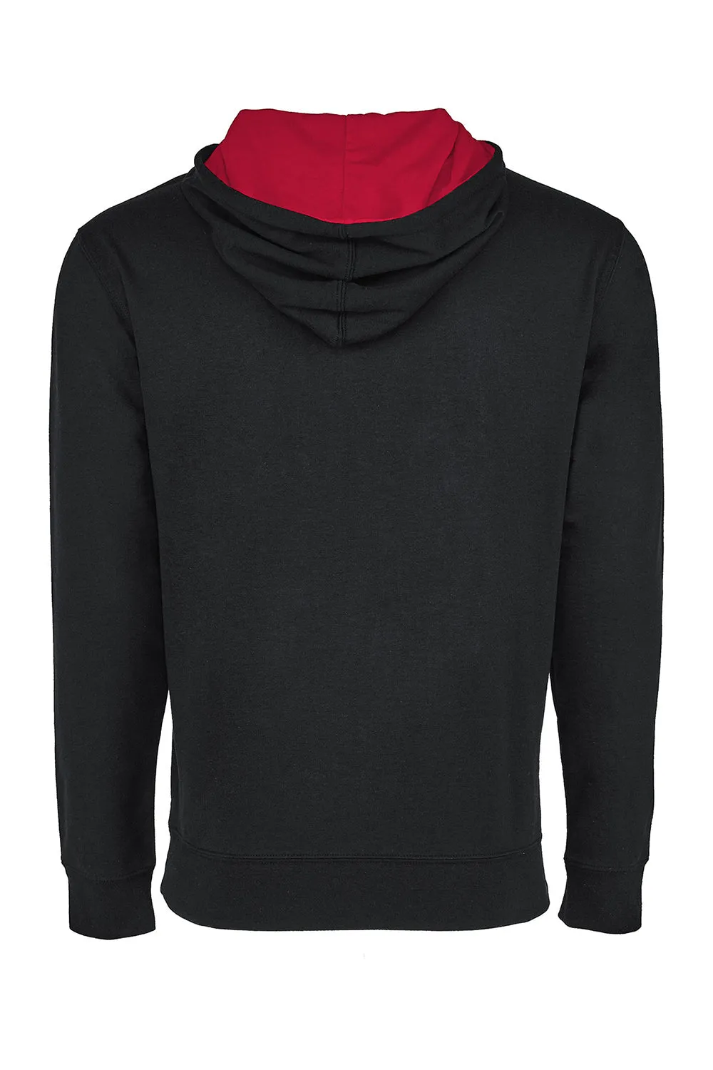 Next Level Mens French Terry Fleece Hooded Sweatshirt Hoodie w/ Pouch Pocket - Black/Red