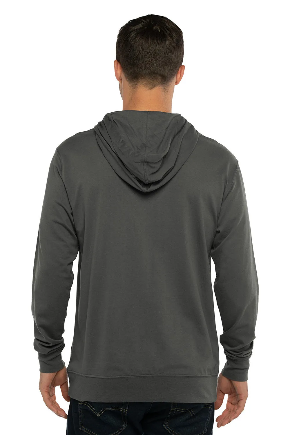 Next Level Mens French Terry Fleece Hooded Sweatshirt Hoodie w/ Pouch Pocket - Heavy Metal Grey