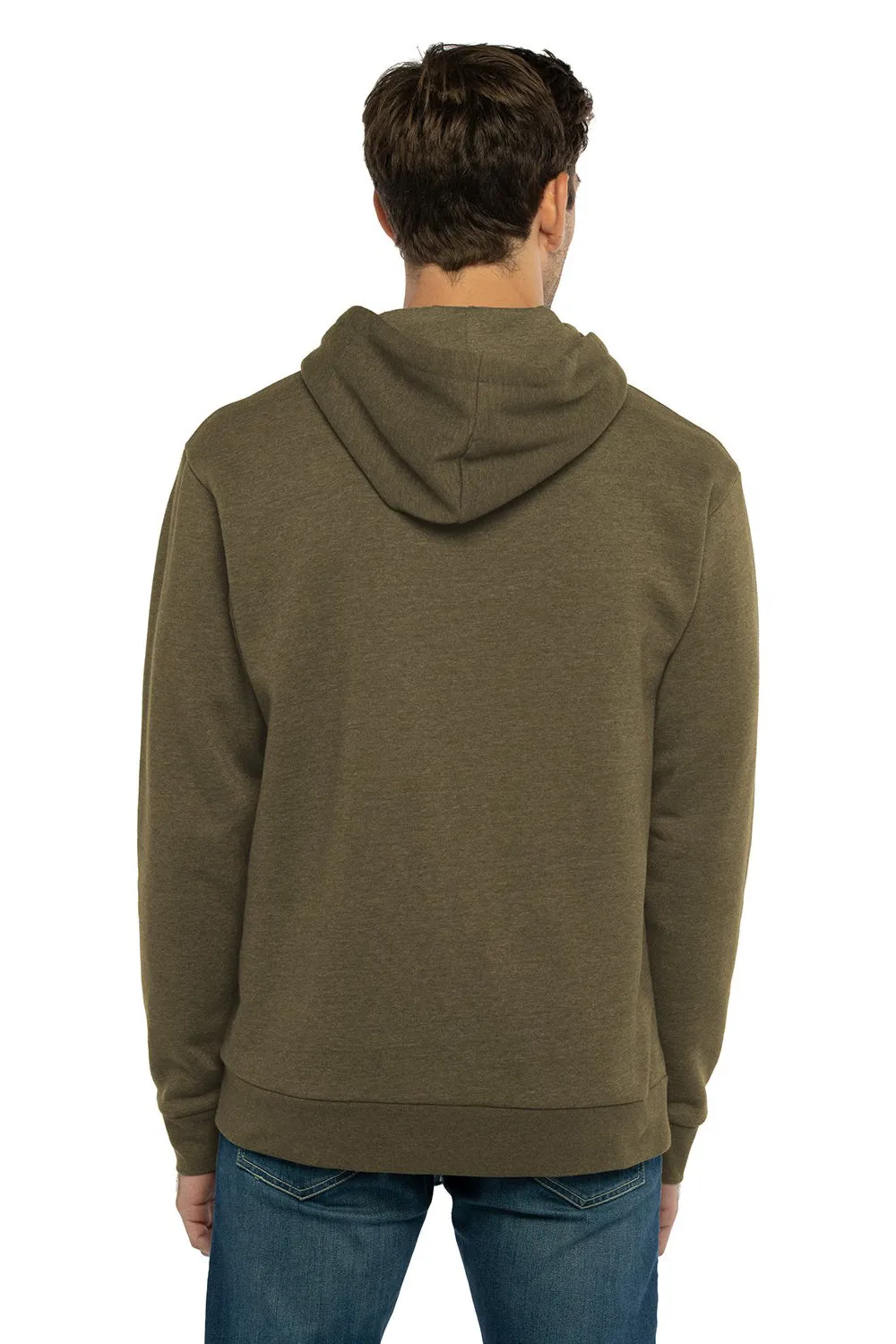 Next Level Mens Malibu Hooded Sweatshirt Hoodie w/ Pouch Pocket - Heather Military Green