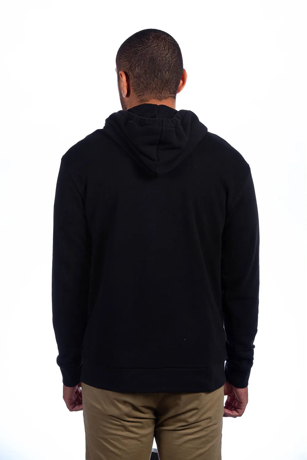 Next Level Mens Sueded French Terry Hooded Sweatshirt Hoodie w/ Pouch Pocket - Black