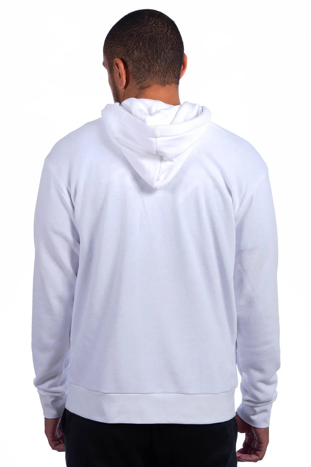 Next Level Mens Sueded French Terry Hooded Sweatshirt Hoodie w/ Pouch Pocket - White