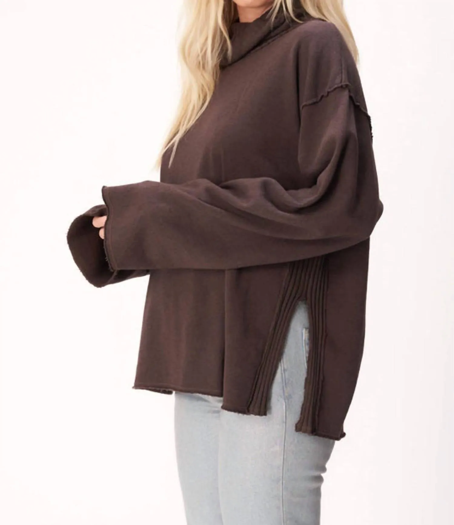 Nicola Funnel Neck Sweatshirt In Brown