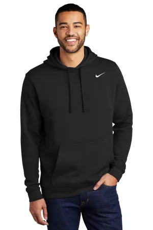 Nike Mens Club Fleece Hooded Sweatshirt Hoodie w/ Pouch Pocket - Black