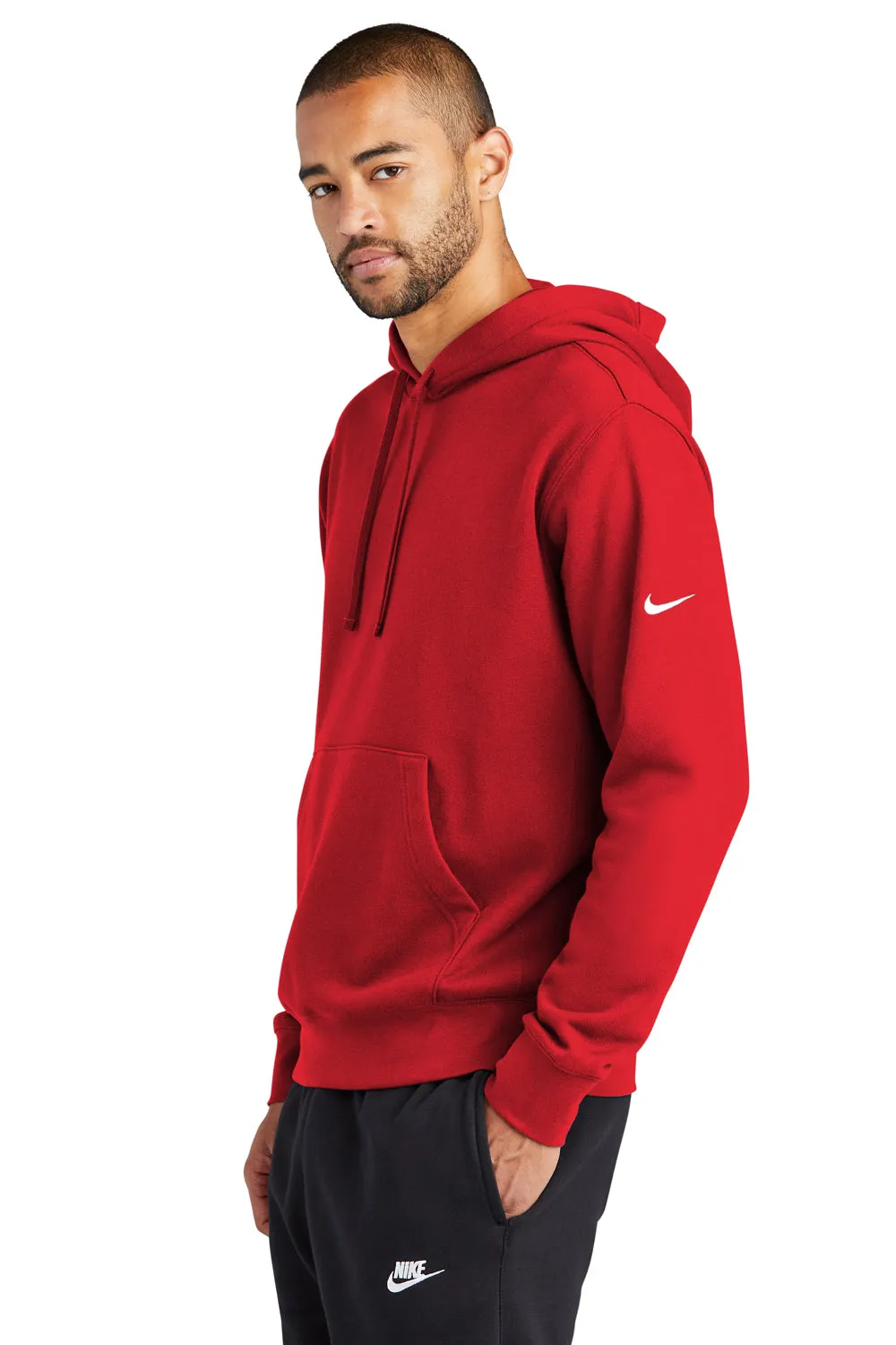 Nike Mens Club Fleece Hooded Sweatshirt Hoodie w/ Pouch Pocket - University Red