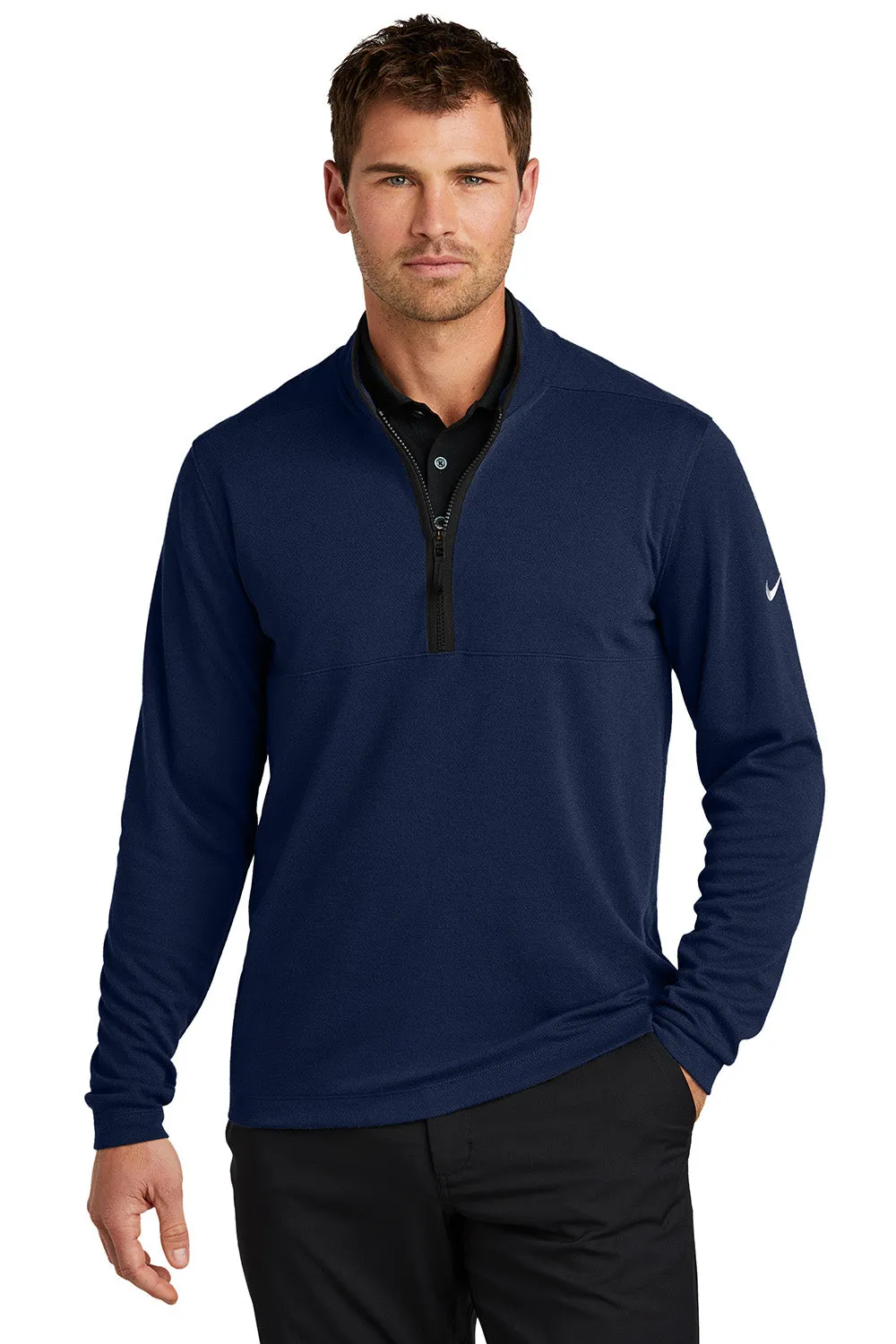 Nike Mens Textured 1/4 Zip Sweatshirt - College Navy Blue