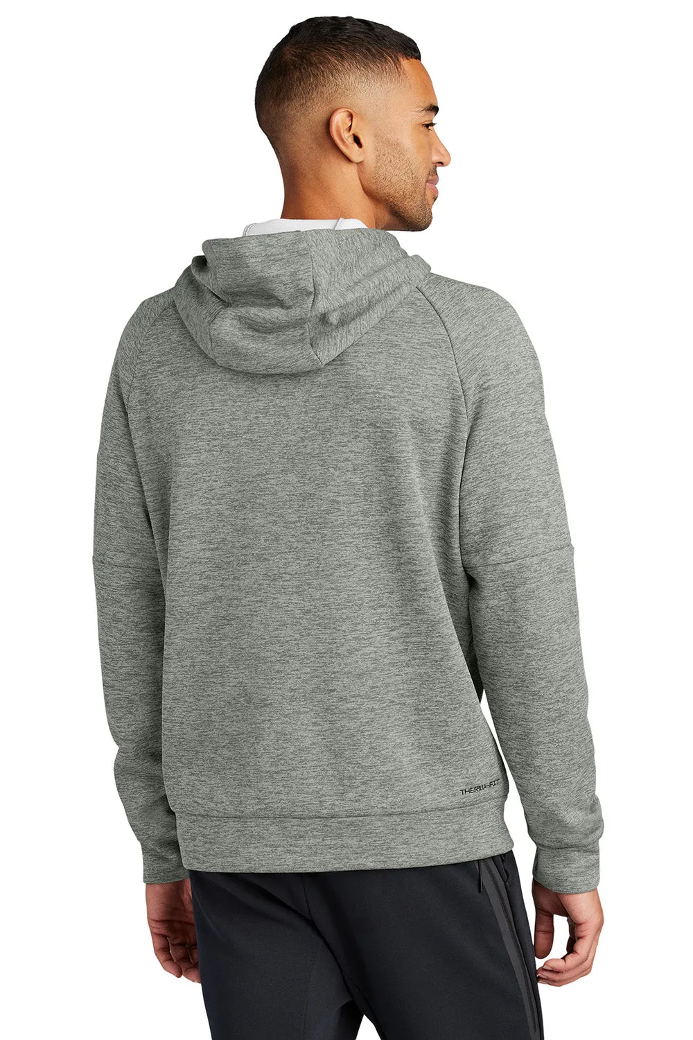 Nike Mens Therma-Fit Fleece Hooded Sweatshirt Hoodie w/ Pouch Pocket - Heather Dark Grey