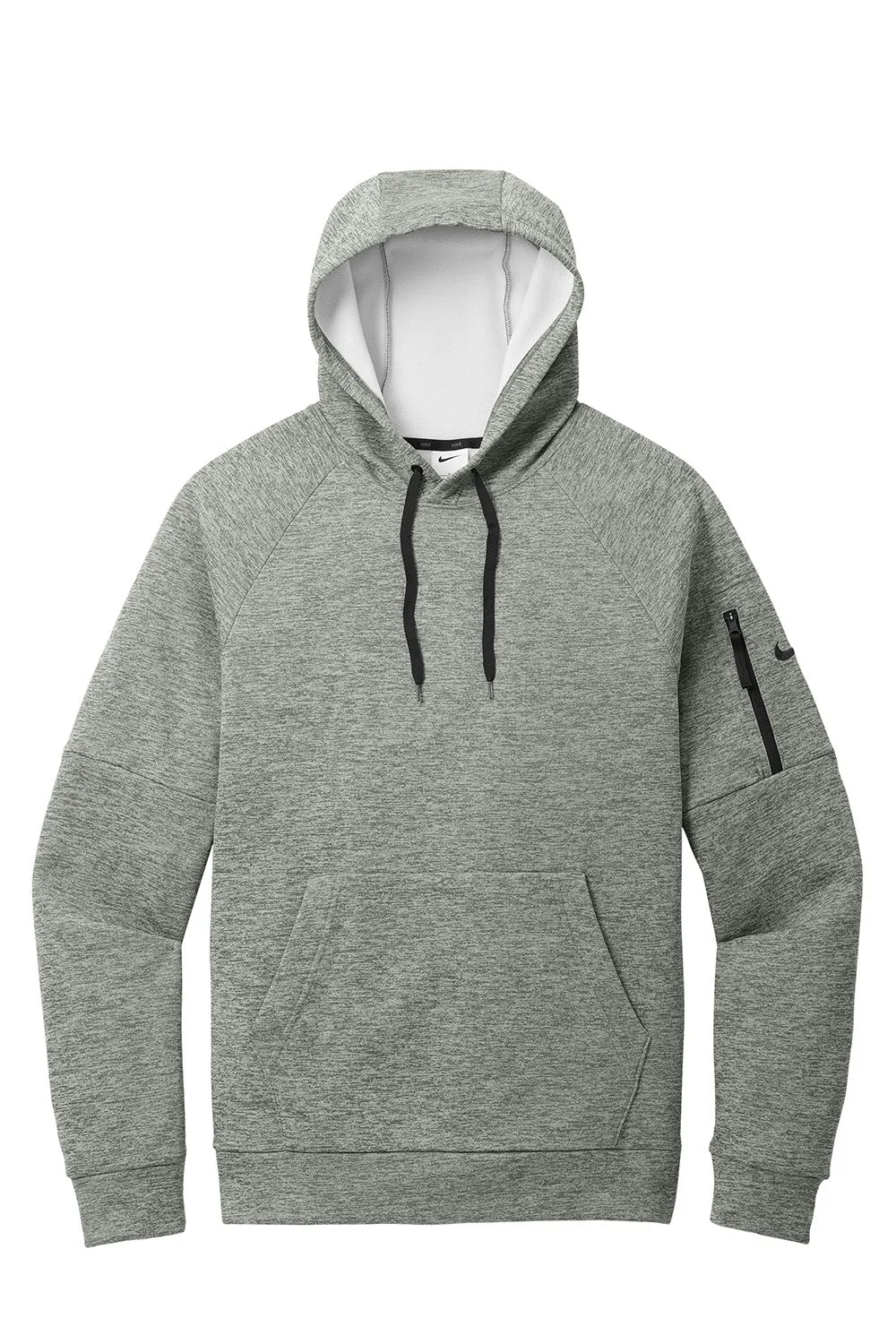Nike Mens Therma-Fit Fleece Hooded Sweatshirt Hoodie w/ Pouch Pocket - Heather Dark Grey