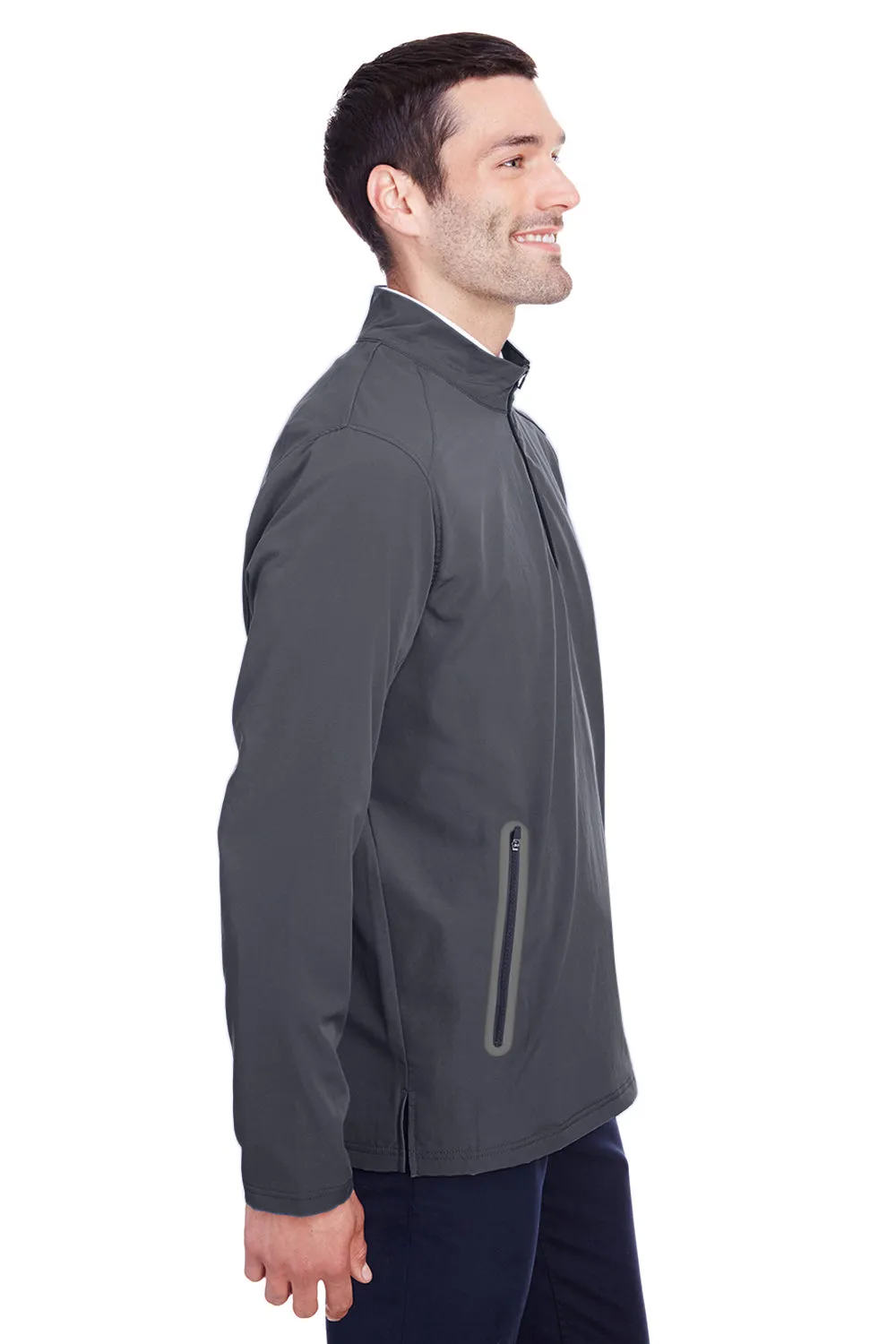 North End Mens Quest Performance Moisture Wicking 1/4 Zip Sweatshirt w/ Pockets - Carbon Grey/Black - Closeout