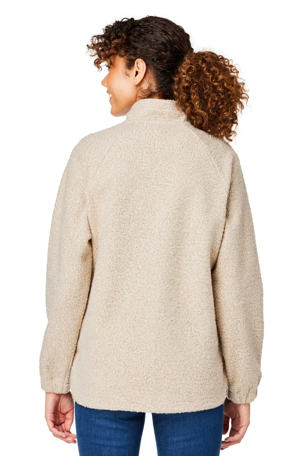 North End Womens Aura Sweater Fleece 1/4 Zip Sweatshirt w/ Pockets - Heather Oatmeal/Teak