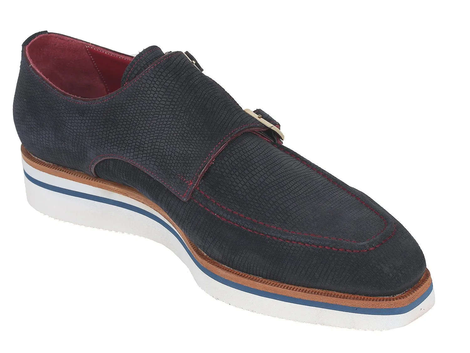 Paul Parkman Shoes Paul Parkman Men's Smart Casual Monkstrap Suede Shoes in Navy