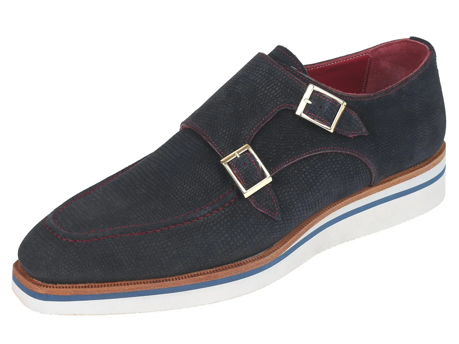 Paul Parkman Shoes Paul Parkman Men's Smart Casual Monkstrap Suede Shoes in Navy