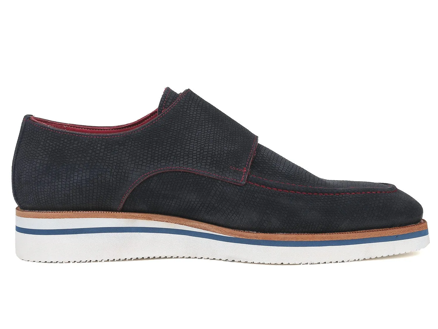 Paul Parkman Shoes Paul Parkman Men's Smart Casual Monkstrap Suede Shoes in Navy