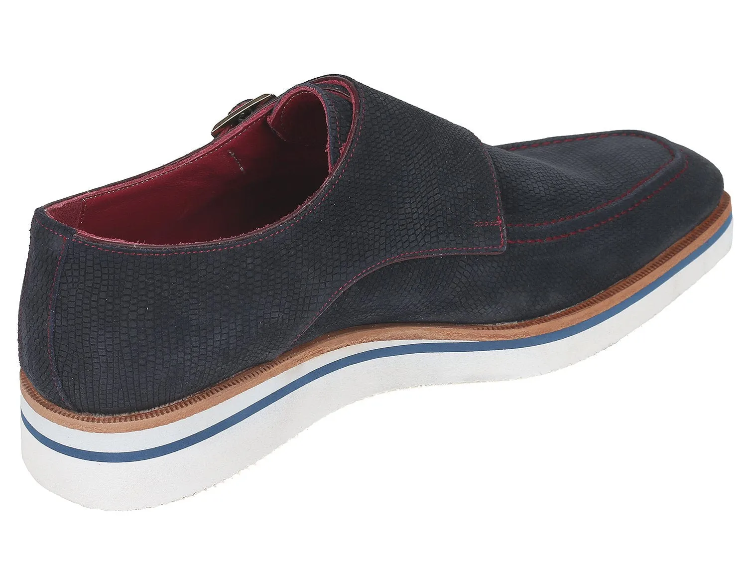 Paul Parkman Shoes Paul Parkman Men's Smart Casual Monkstrap Suede Shoes in Navy