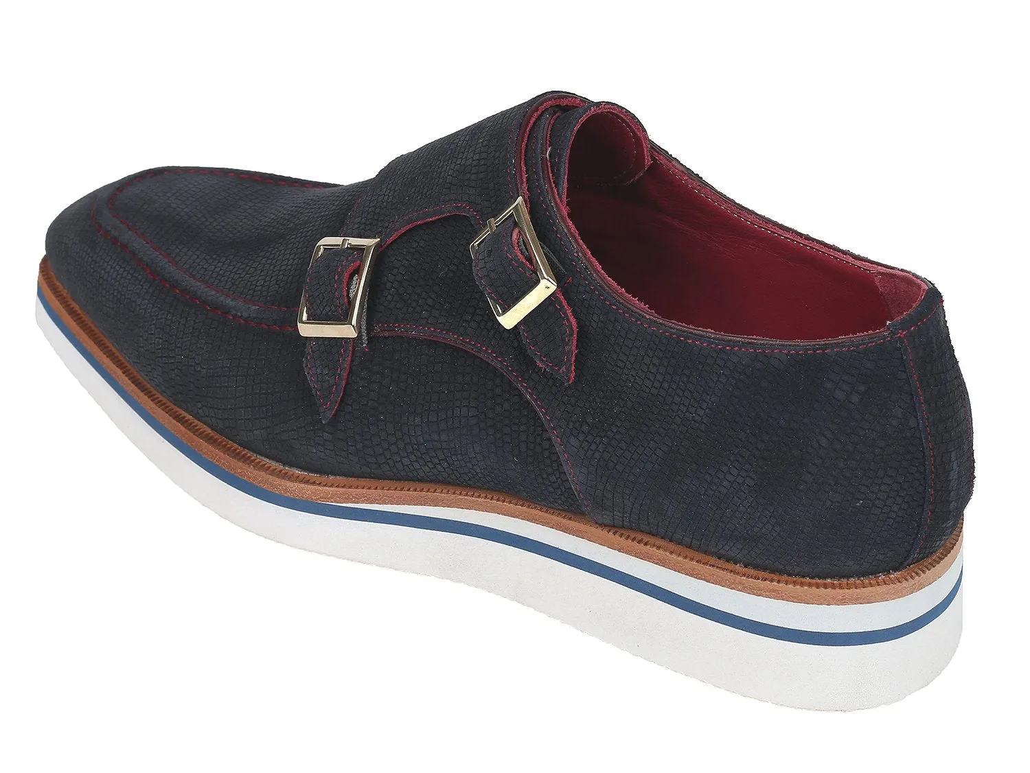 Paul Parkman Shoes Paul Parkman Men's Smart Casual Monkstrap Suede Shoes in Navy