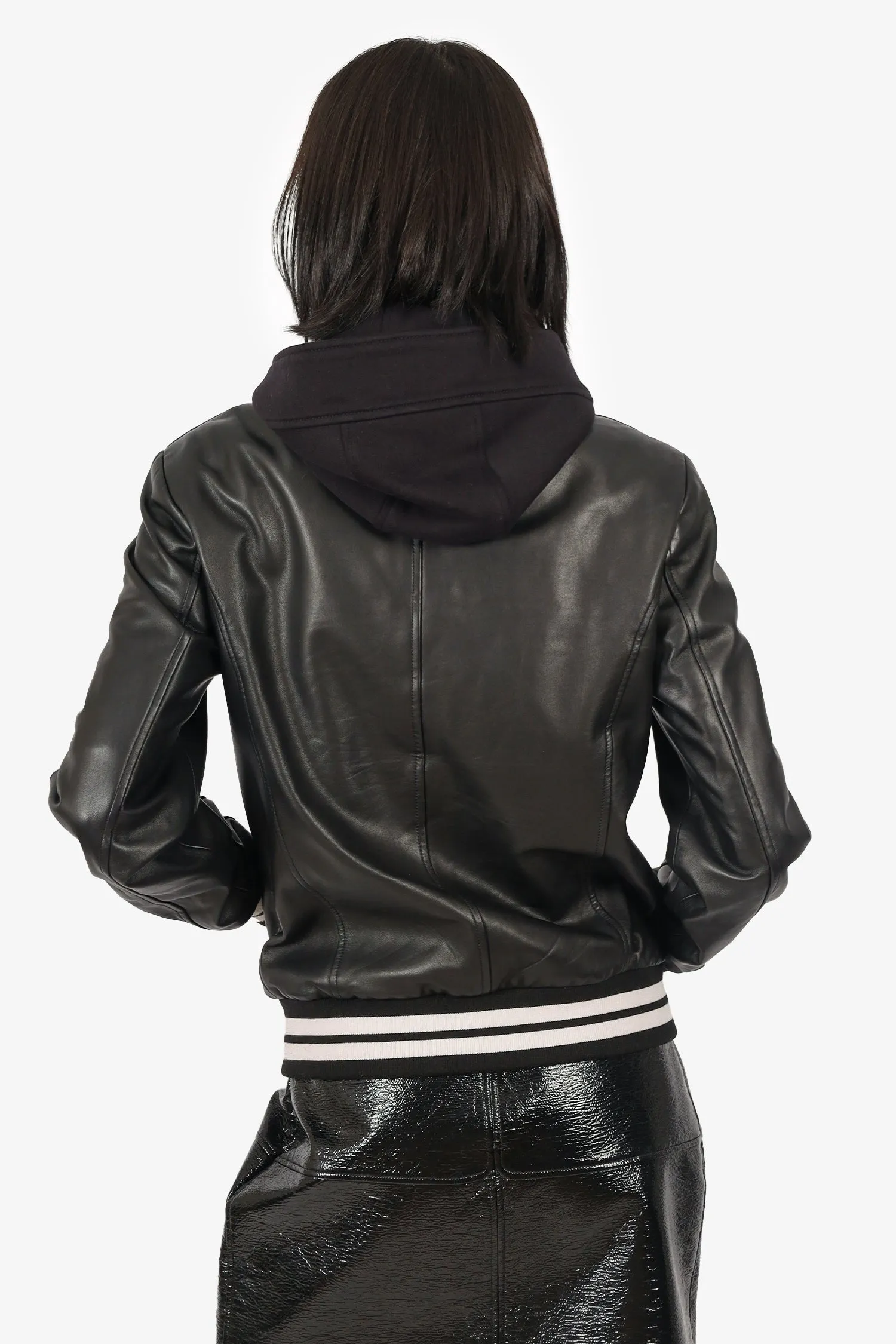 Philipp Plein Black Lambskin Hooded Bomber Jacket Size S Mens
