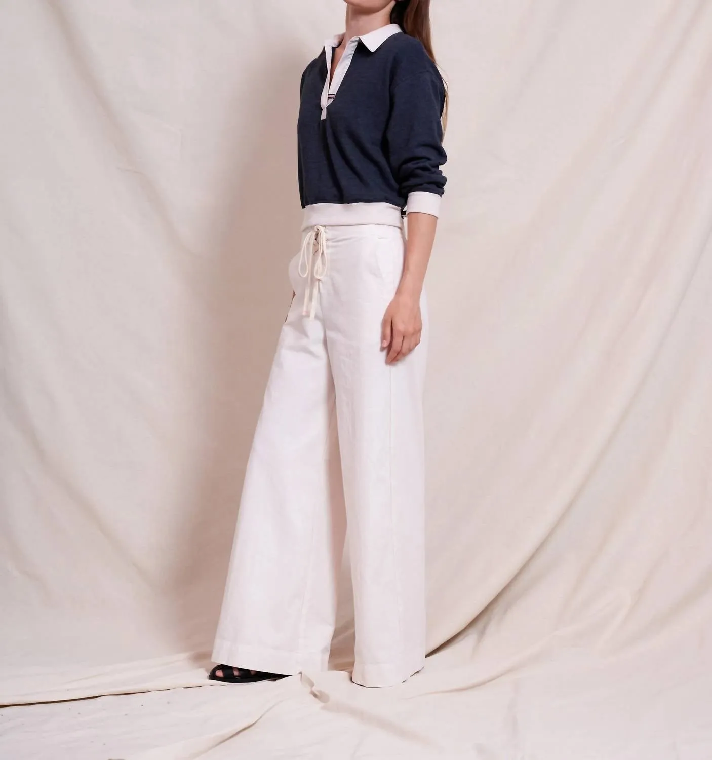 Polo Sweatshirt Top In Dnavy