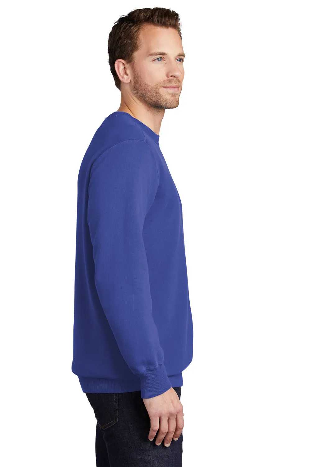 Port & Company Mens Beach Wash Fleece Crewneck Sweatshirt - Iris Blue