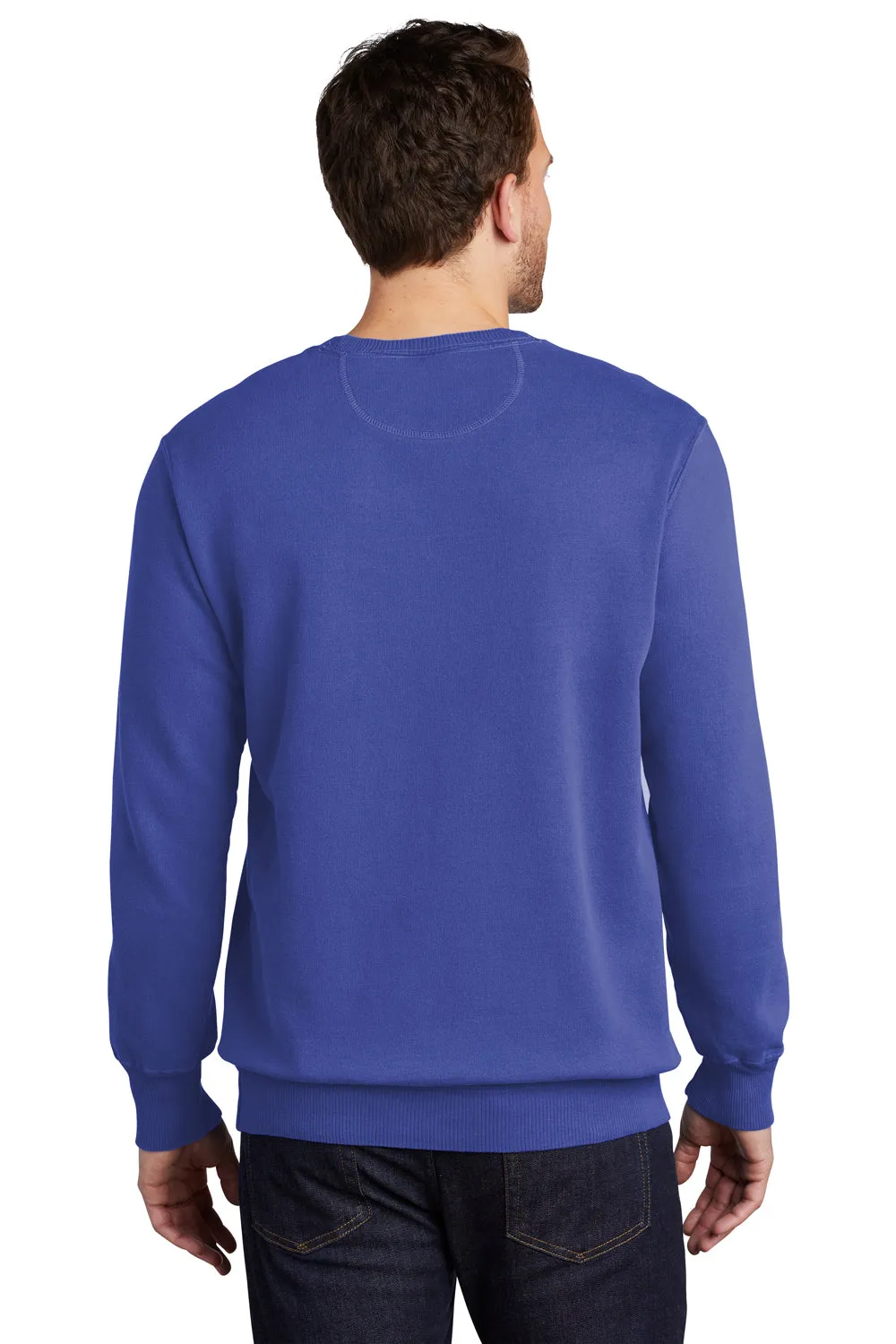 Port & Company Mens Beach Wash Fleece Crewneck Sweatshirt - Iris Blue
